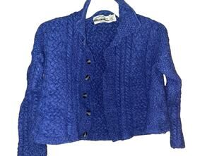Womens Vintage Aran Crafts Thick Wool Knit Sweater 100% Merino Wool Ireland Sz L